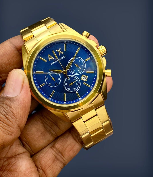 Gold Chronograph Men’s Watch – Premium Steel Belt | All Working
