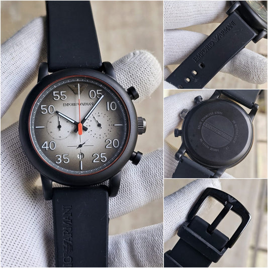 Men’s Chronograph Watch – Japan Machinery, Stainless Steel Case, Original Silicone Strap