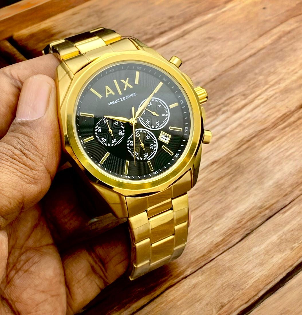 Gold Chronograph Men’s Watch – Premium Steel Belt | All Working