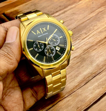 Gold Chronograph Men’s Watch – Premium Steel Belt | All Working