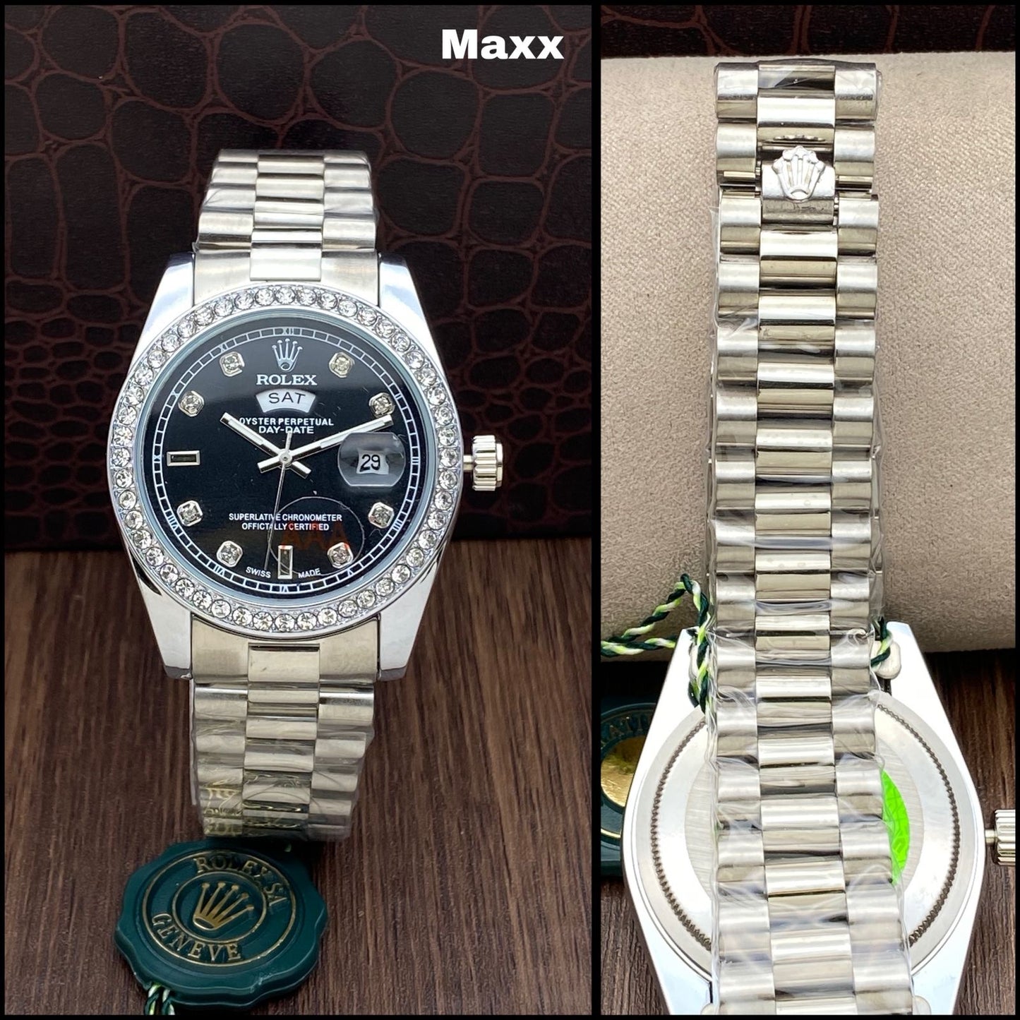 Men’s High-Quality Steel Watch with Diamond Dial & Date Function
