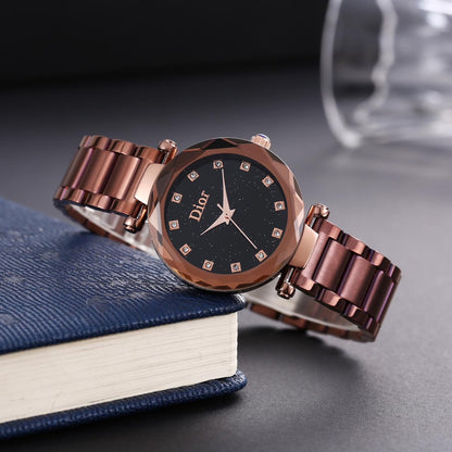 Ladies Shine Analog Watch – Elegant Design with Crystal Accents