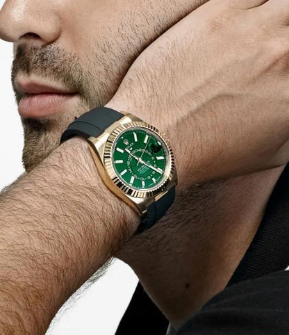Sky-Dweller Men’s Watch – 7AAA Premium | Automatic | Green Dial with Gold Case