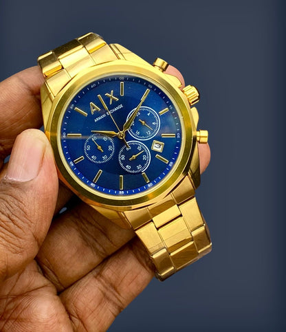 Gold Chronograph Men’s Watch – Premium Steel Belt | All Working