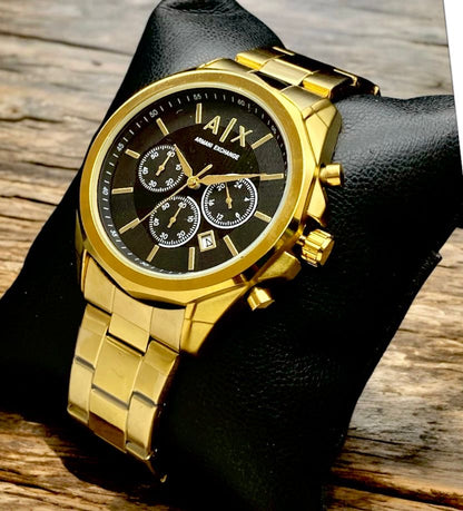 Gold Chronograph Men’s Watch – Premium Steel Belt | All Working