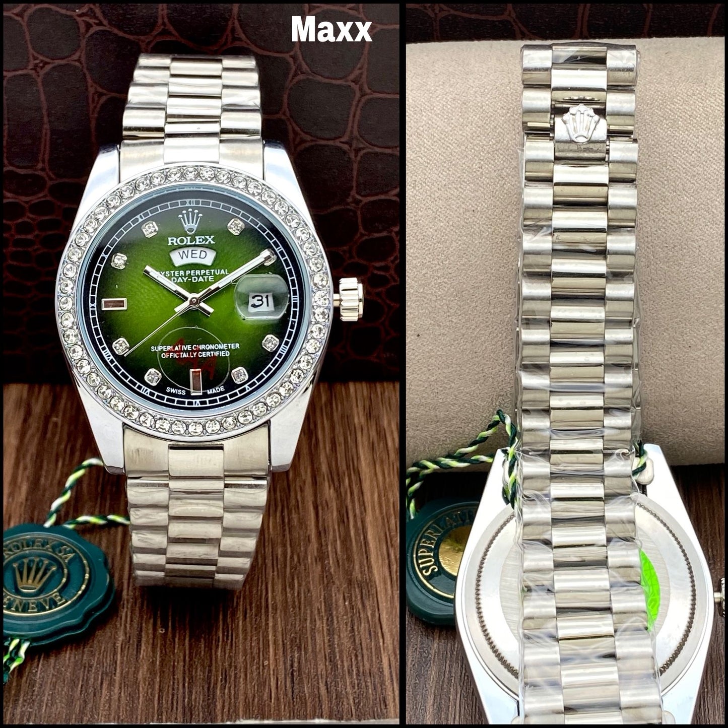 Men’s High-Quality Steel Watch with Diamond Dial & Date Function