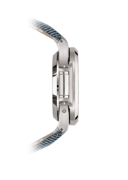 Nautilus-Inspired Flyback Chronograph – White Gold Monocounter Watch with Blue-Gray Dial