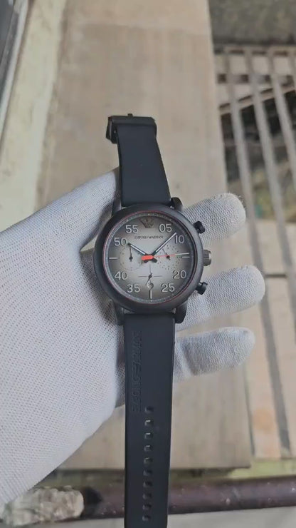 Men’s Chronograph Watch – Japan Machinery, Stainless Steel Case, Original Silicone Strap