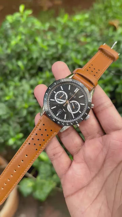 Bos’s Men’s Premium Leather Chronograph Watch – Blue Dial | Office Wear