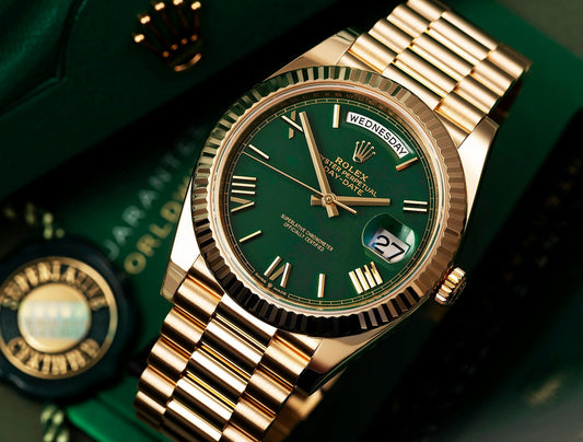 Day-Date 40 Yellow Gold Green Ombre Roman Numeral Dial